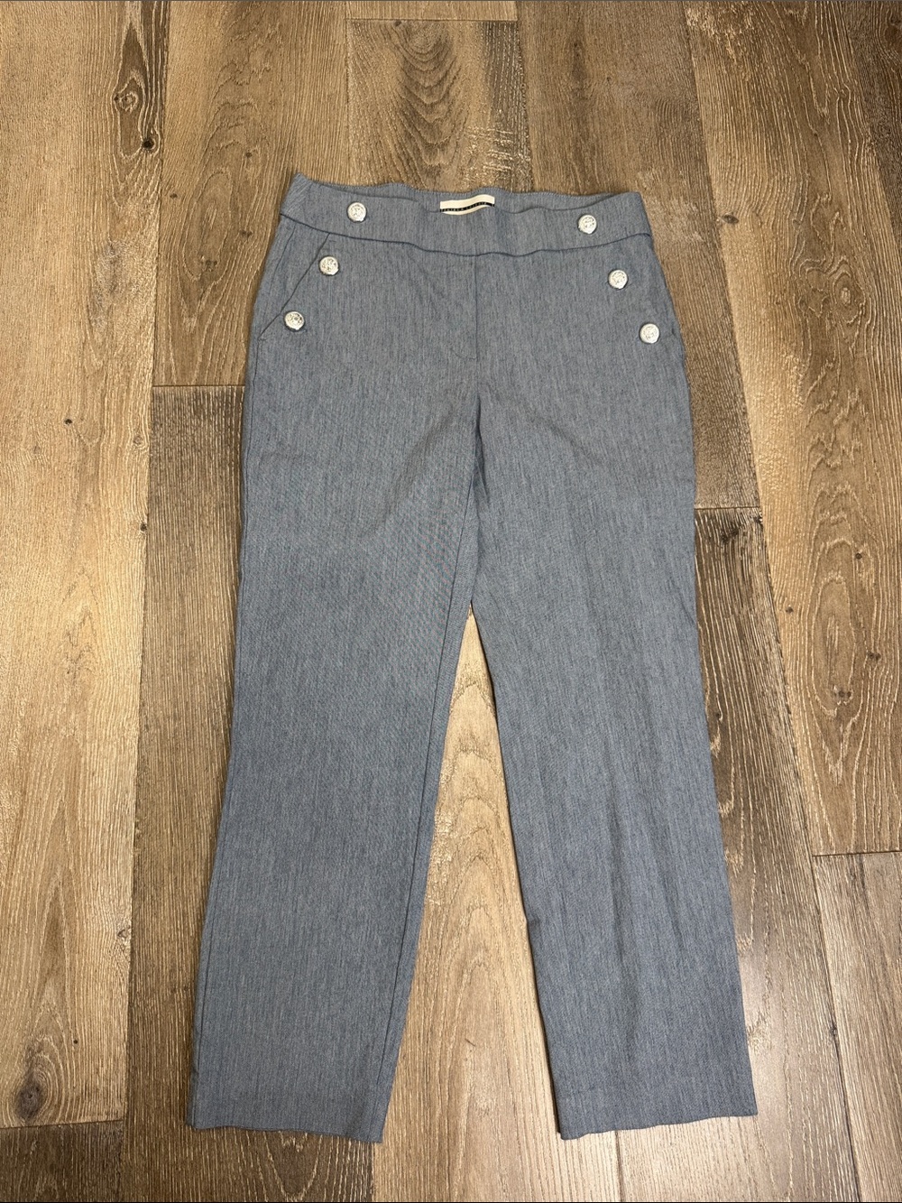 Jules & Leopold Light Blue Pinstripe Capris with Decorative Buttons 0758